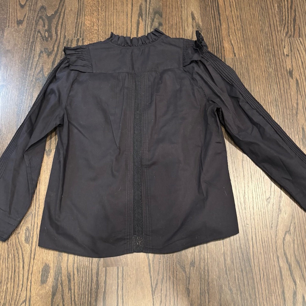St. Roche Ruffle Long Sleeve Linde Blouse Top In black - Picture 11 of 13